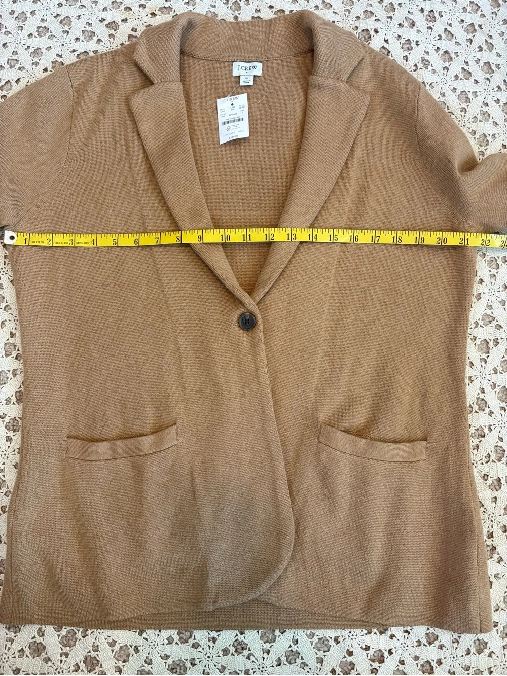 J. Crew Factory Schoolboy Sweater Blazer Heather Acorn 100% Cotton Large NWT